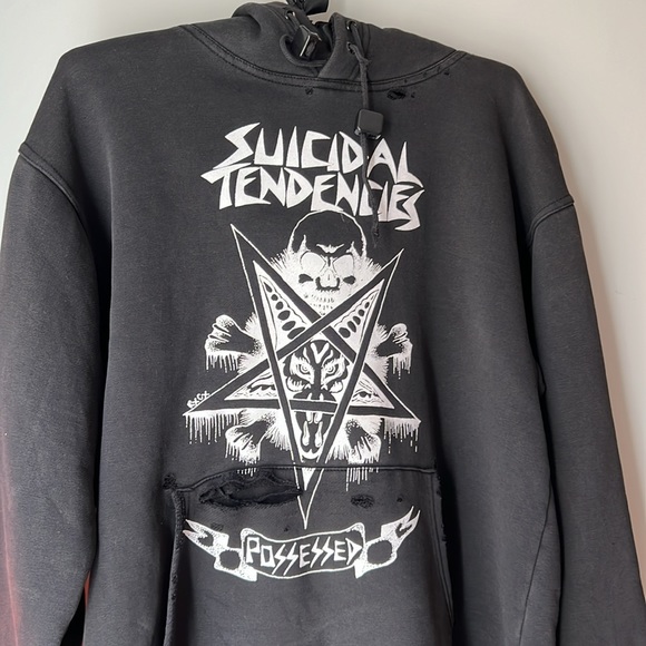 FREE SHIPPING Vintage Suicidal Tendencies Hoodie Sweatshirt Band Merchandise - Picture 4 of 14